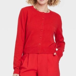 A new day red button up cardigan